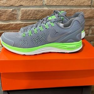 Nike Lunarglide + silver green gray running shoes new in box size 9